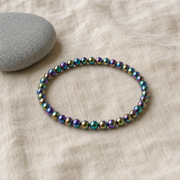 Rainbow Hematite 4mm Bead Bracelet