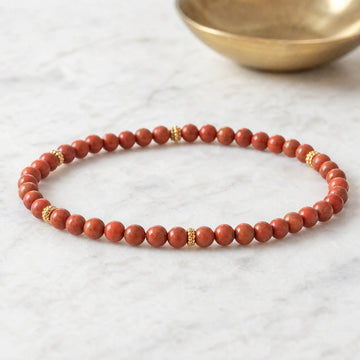 Red Jasper 4mm Bead Bracelet with Gold Spacers