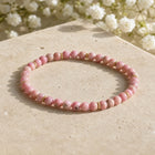 Rhodonite 4mm Bead Bracelet with Gold Spacers