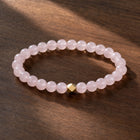 Rose Quartz 6mm Bead Bracelet with Gold Accent