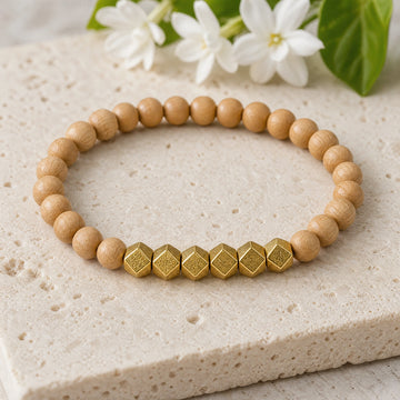 Rosewood 6mm Bead Bracelet with Gold Accents