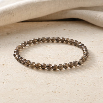 Smoky Quartz 4mm Round Bead Bracelet
