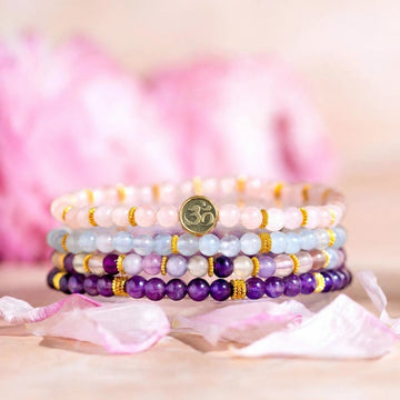 Soothe Bracelet Stack - Amethyst, Rose Quartz, Aquamarine & Fluorite (Set of 4)