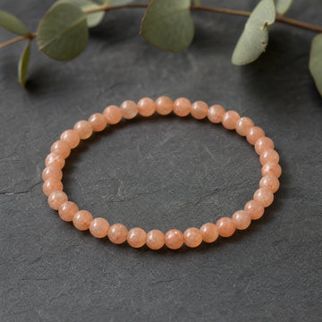 Sunstone 4mm Round Bead Bracelet