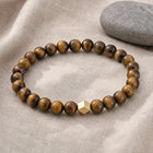 Tiger Eye 6mm Bead Bracelet with Gold Accent