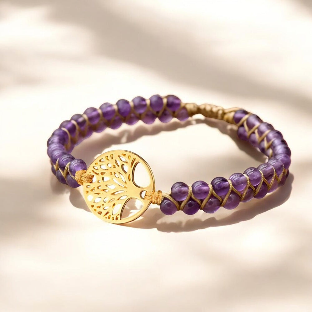 Amethyst Stone Tree of Life Bracelet