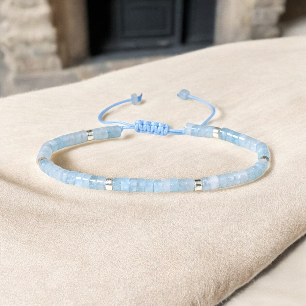 Aquamarine Natural Stone Bracelet – Stone of Serenity, Clarity, and Protection