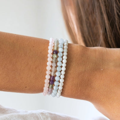 Aquarius Zodiac Energy Stone Stack of 4 Bracelet - Soultheory certified