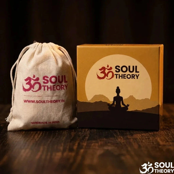 Soultheory bracelet gift box with handmade in India cotton pouch packaging