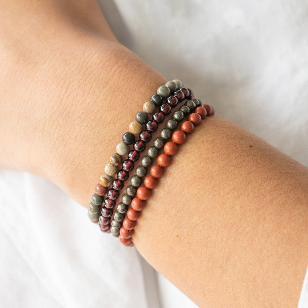 Aries Zodiac Energy Stone Stack of 4 Bracelet