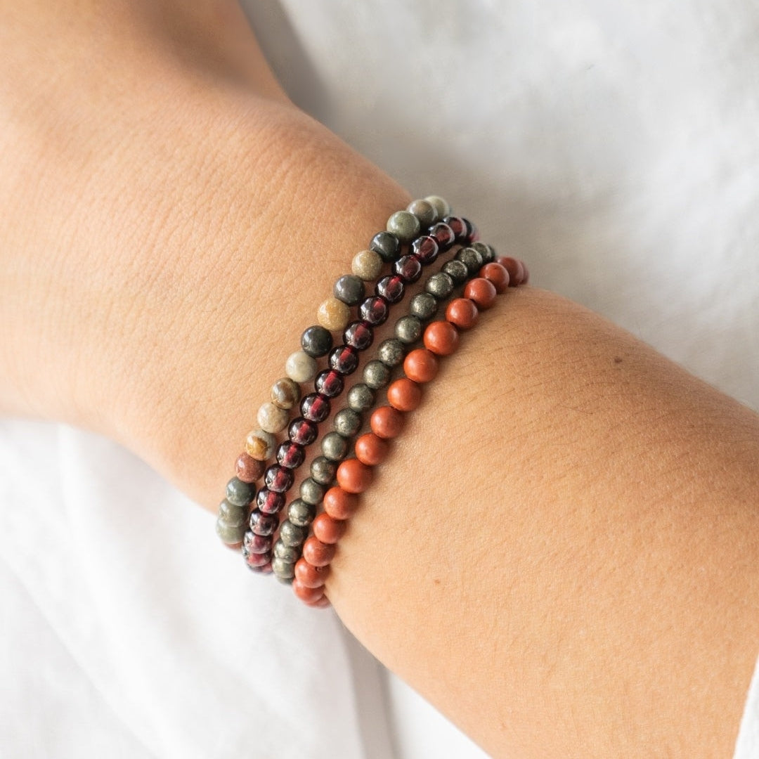Aries Zodiac Energy Stone Stack of 4 Bracelet