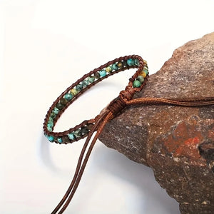 African Turquoise Natural Stone Wrap Bracelet