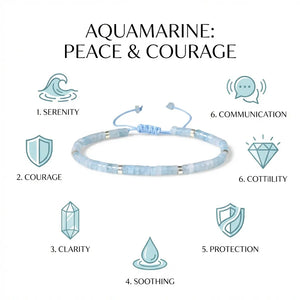 Aquamarine Natural Stone Bracelet – Stone of Serenity, Clarity, and Protection — worn on wrist