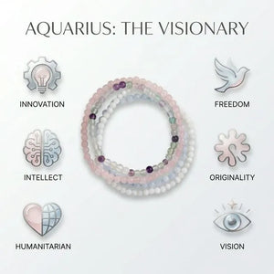 Aquarius Zodiac Energy Stone Stack of 4 Bracelet
