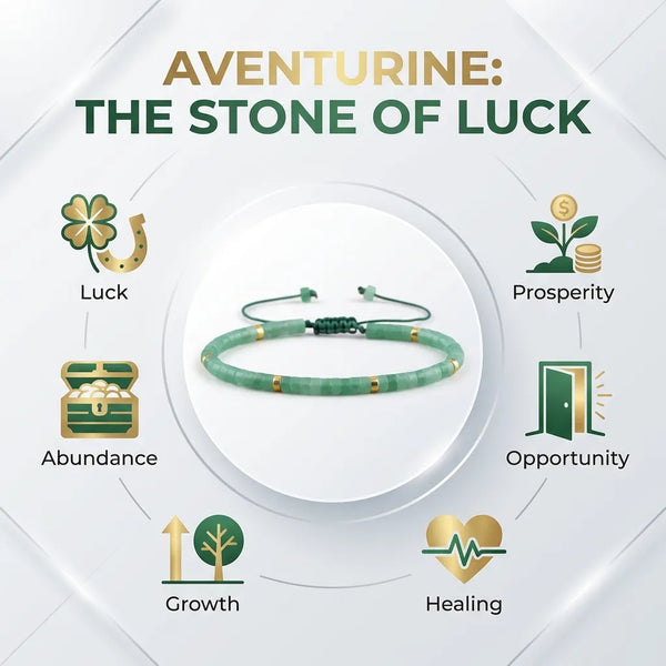 Green Aventurine Natural Stone Bracelet for Luck, Prosperity, and Emotional Healing