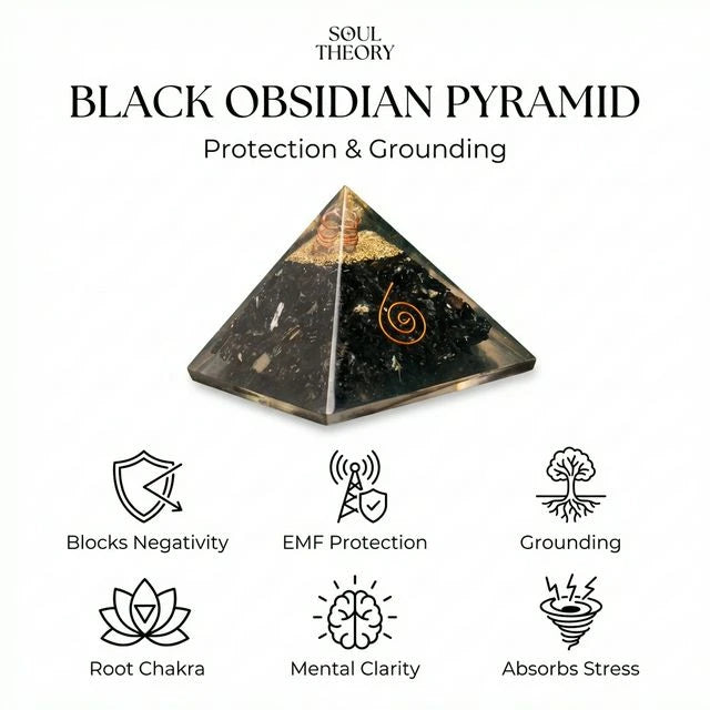 Black Obsidian Pyramid – Protection, Grounding & Negative Energy Blocker