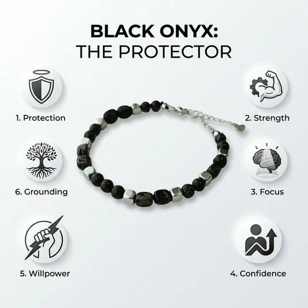 Black Onyx Stainless Steel Natural Stone Bracelet
