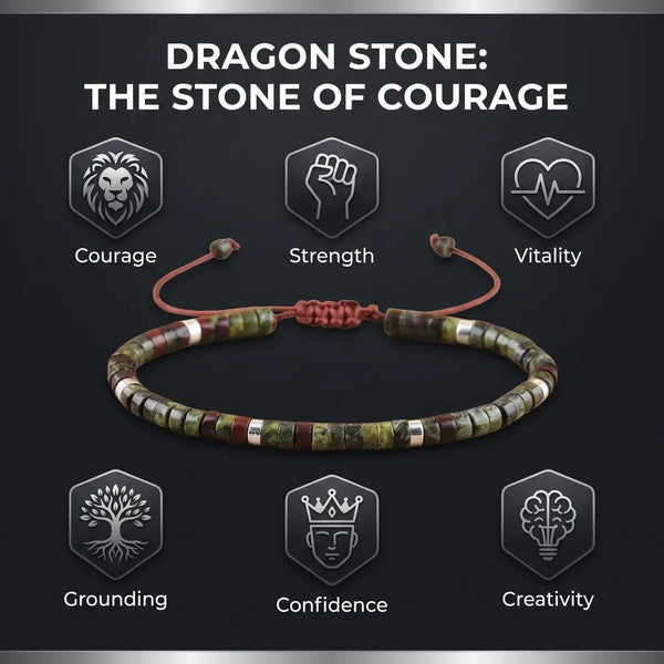 Dragon Bloodstone Natural Stone Bracelet for Courage, Strength, and Vitality