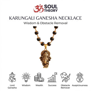 Karungali Necklace with Lord Ganesha Gold Plated Pendant