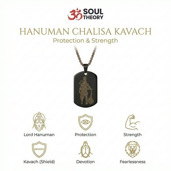 Hanuman Chalisa Kavach Necklace (Black) — detail view