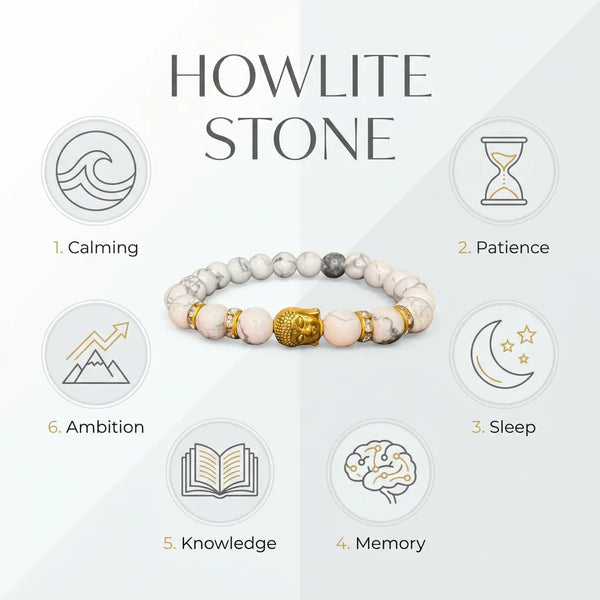 Howlite Natural Stone Buddha Bracelet
