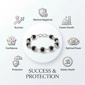 Karungali Malai Silver Cap Bracelet Modern - Ebony Wood — image 6