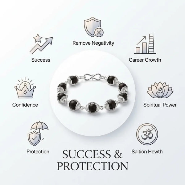 Karungali Malai Silver Cap Bracelet Modern - Ebony Wood — image 6