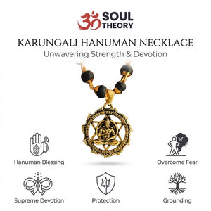 Karungali Necklace with Hanuman Gold Plated Pendant