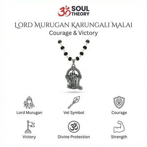 Lord Murugan Karungali Malai Silver Gold Cap Certified — worn on wrist