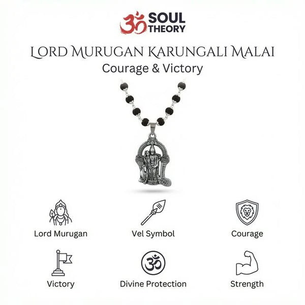 Lord Murugan Karungali Malai Silver Gold Cap Certified — worn on wrist