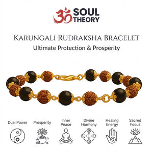 Karungali Rudraksha Bracelet Gold Silver Cap Plated — detail view