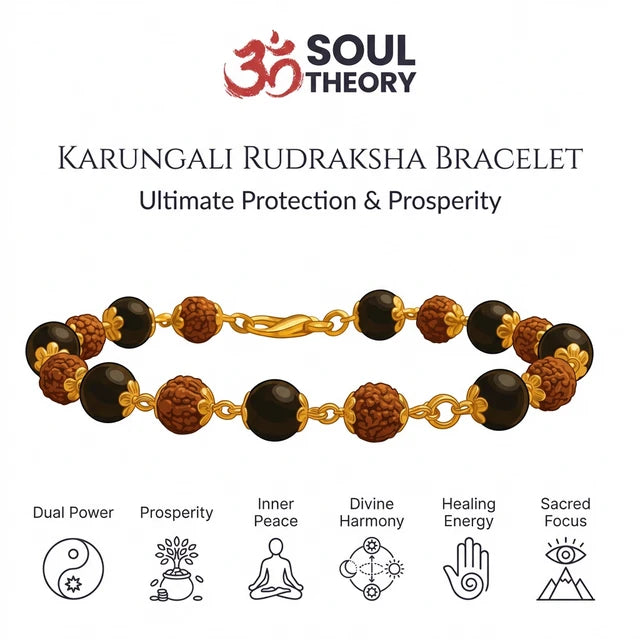Karungali Rudraksha Bracelet Gold Silver Cap Plated