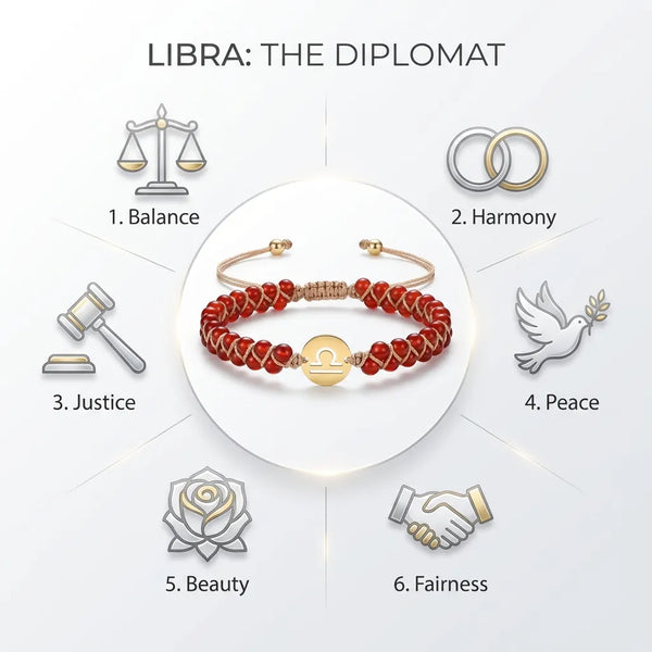 Libra Zodiac Symbol Sign Energy Stone Bracelet