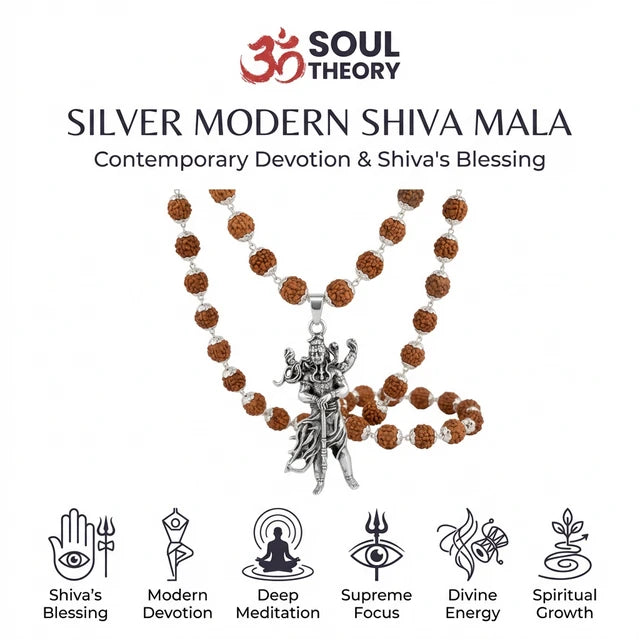 Lord Shiva Modern Rudraksha Mala Silver Plated