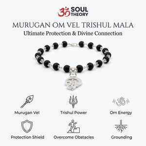 Murugan Om Vel Trishul Karungali Malai Silver Cap
