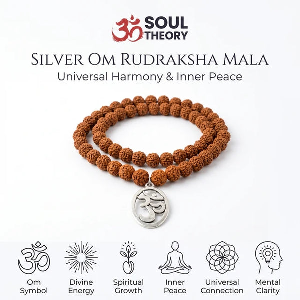 Om Rudraksha Mala Silver Plate
