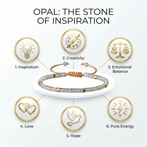 Opal Natural Stone Bracelet for Inspiration, Emotional Balance, and Creativity