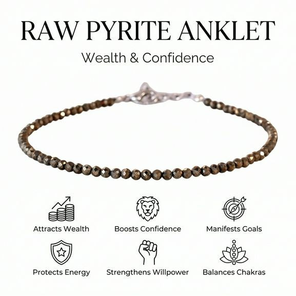 Raw Pyrite Anklet - Wealth | Confidence | Good Fortune