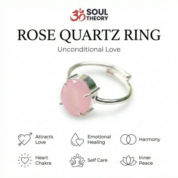 Natural Rose Quartz Stone Ring