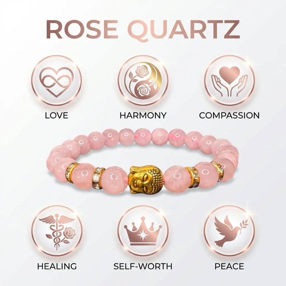 Rose Quartz Natural Stone Buddha Bracelet