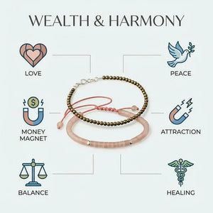 Pyrite Wealth Anklet x Rose Quartz Love & Harmony Bracelet Combo