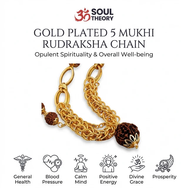 Gold Plated Rudraksha Chain - 5 mukhi