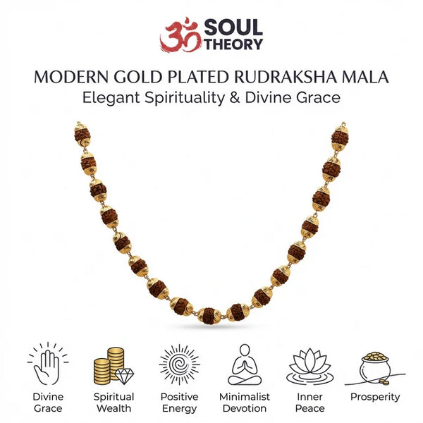 Rudraksha Mala Modern Gold Plated - worn on wrist