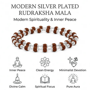 Rudraksha Mala Modern Silver Plated - detail view