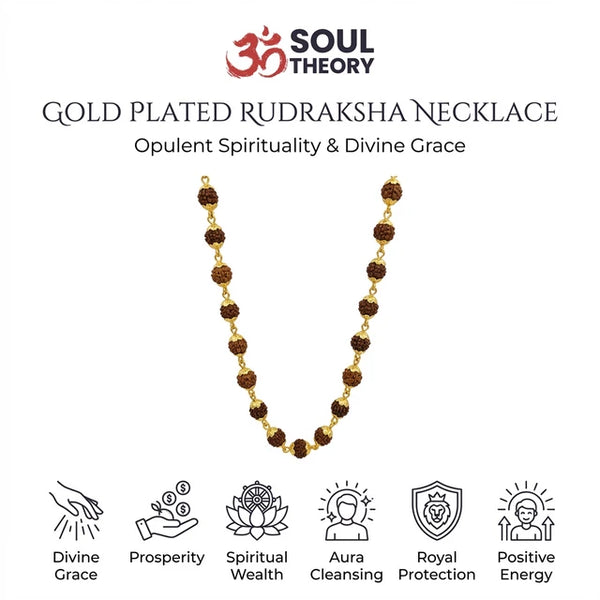 Gold Plated Rudraksha Necklace Mala