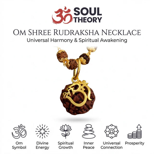 Rudraksha Necklace Om Shree Design Gold Plated Original Nepali
