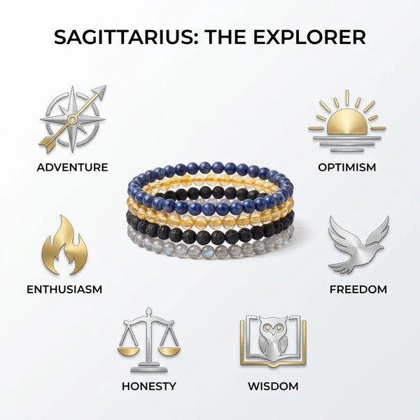 Sagittarius Zodiac Energy Stone Stack of 4 Bracelet - worn on wrist