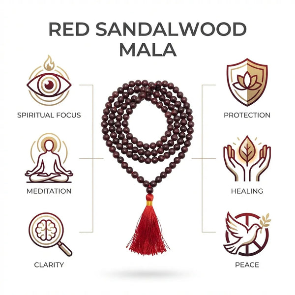 Original Red Sandalwood (Chandan) Mala 108 Beads
