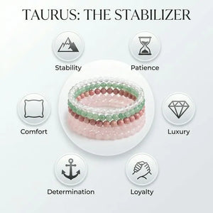 Taurus Zodiac Energy Stone Stack of 4 Bracelet - worn on wrist