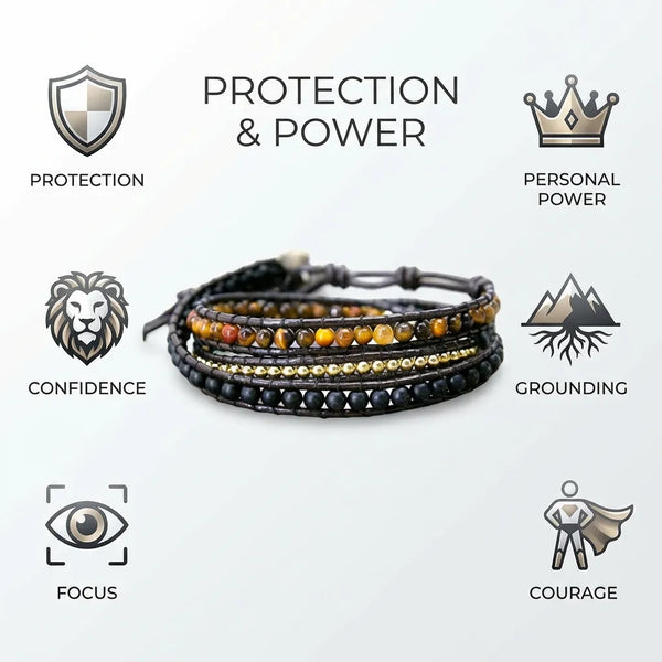 Tiger Eye Triple Layer Protection Wrap Bracelet